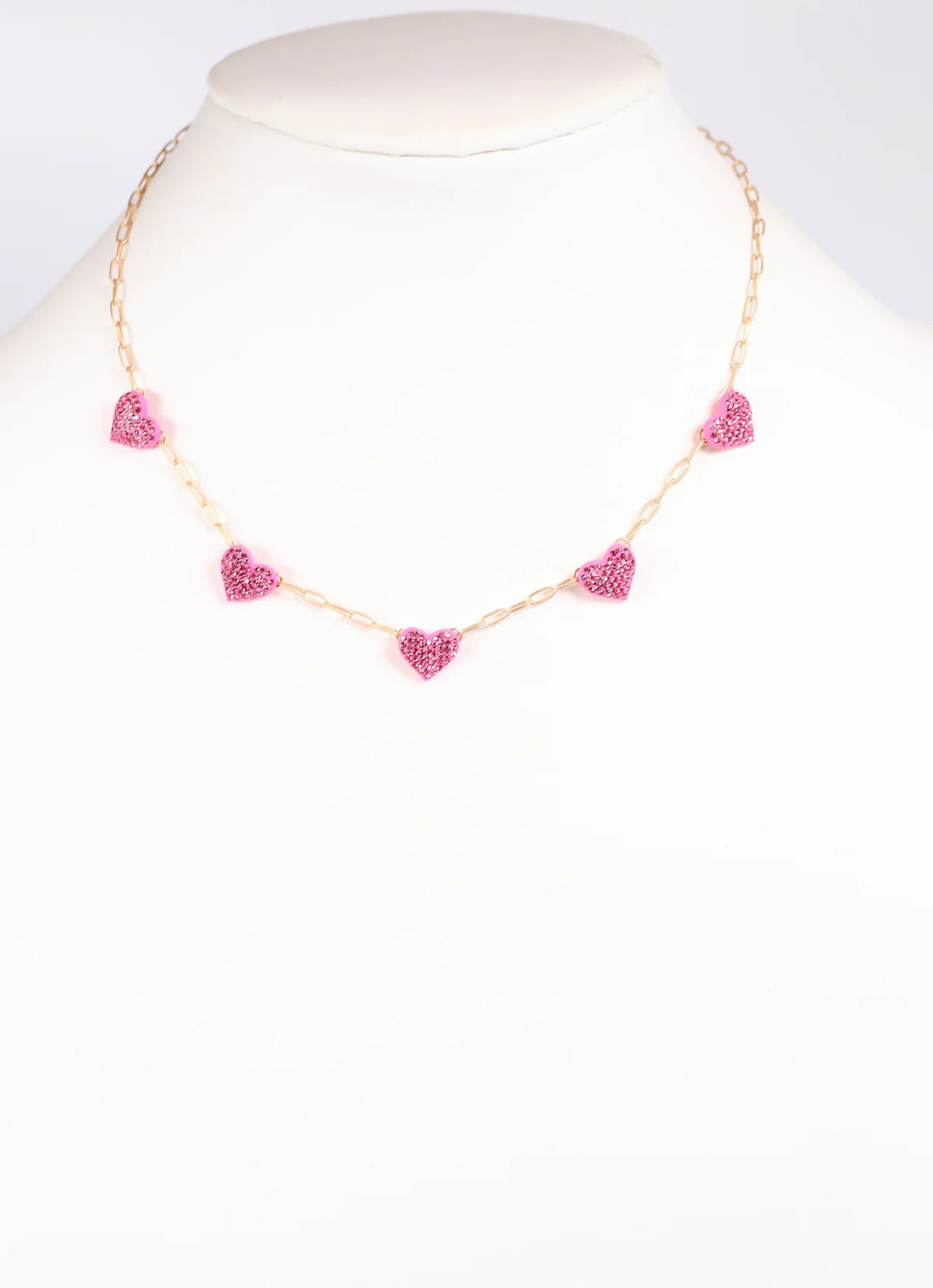 Peyton Hot Pink CZ Heart Necklace