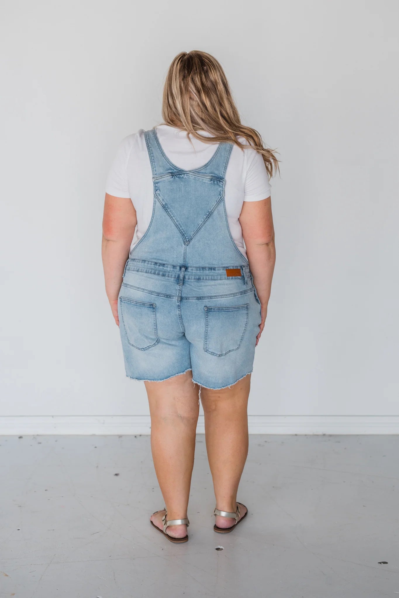 Light Wash Denim Overall Shorts