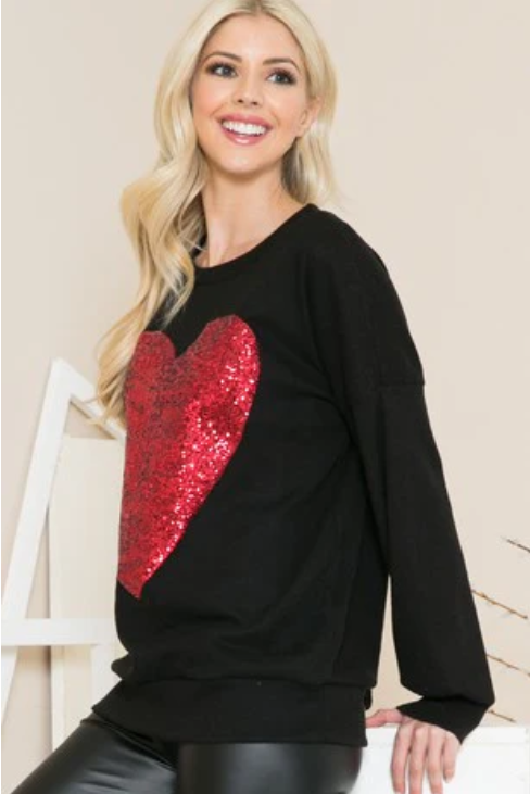 Red Sequin Heart Top