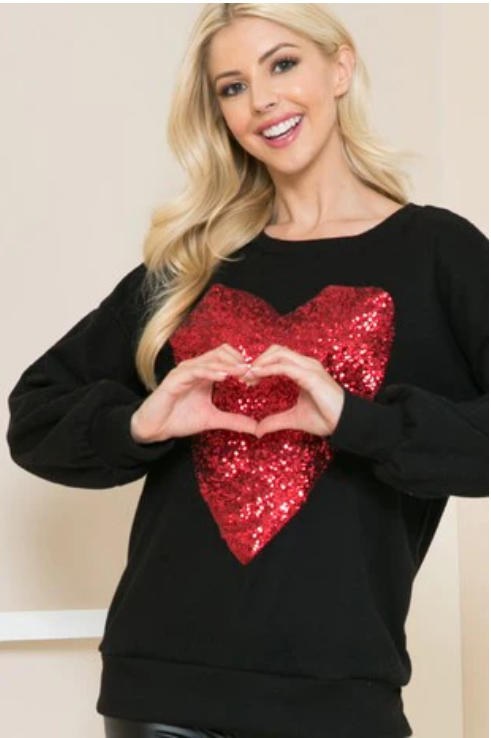 Red Sequin Heart Top