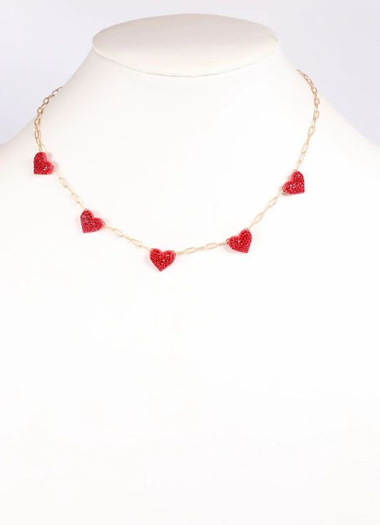 Peyton Red CZ Heart Necklace