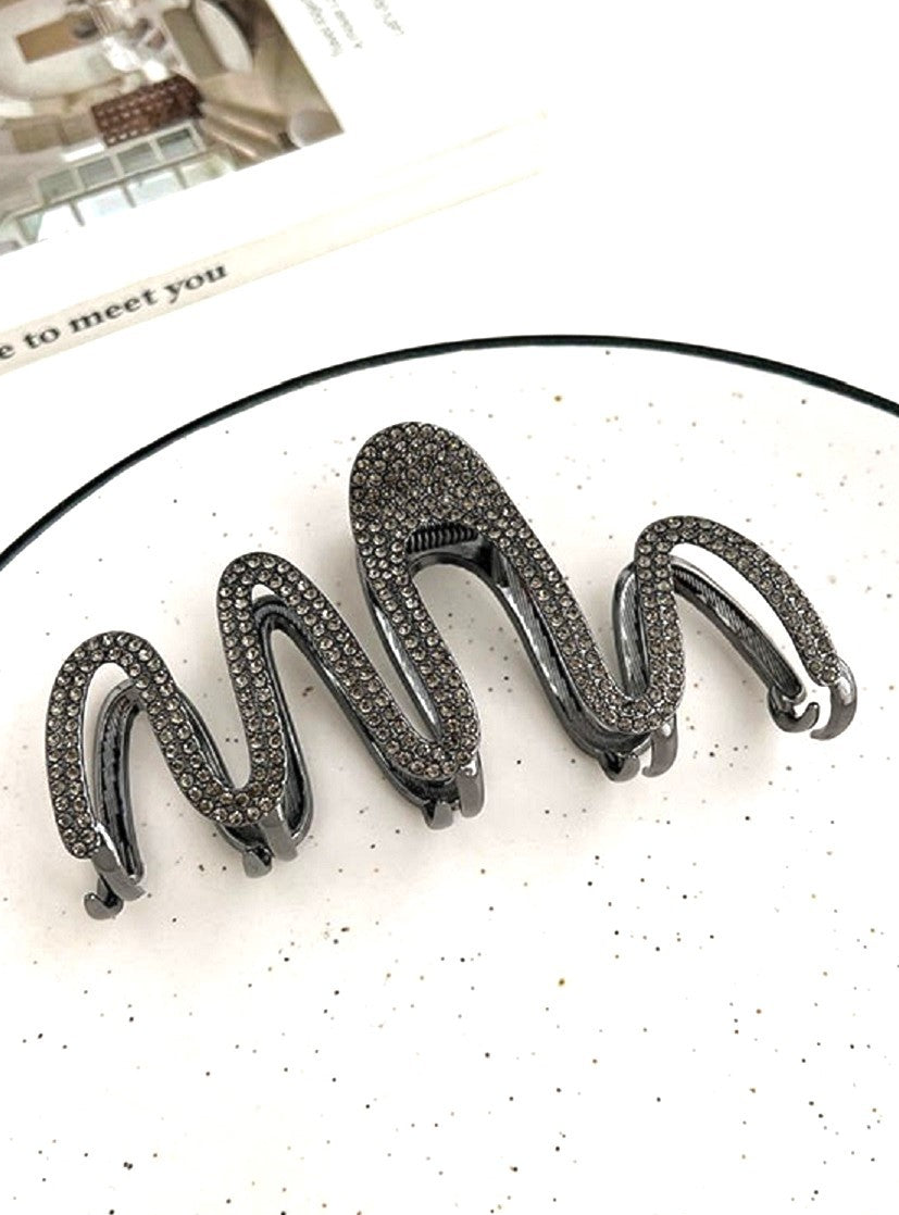 Rhinestone Squiggle Hair Claw Clip