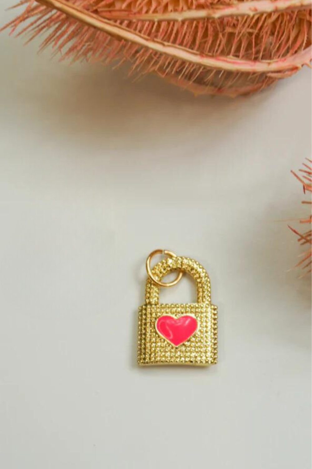 Pink Heart Lock Charm