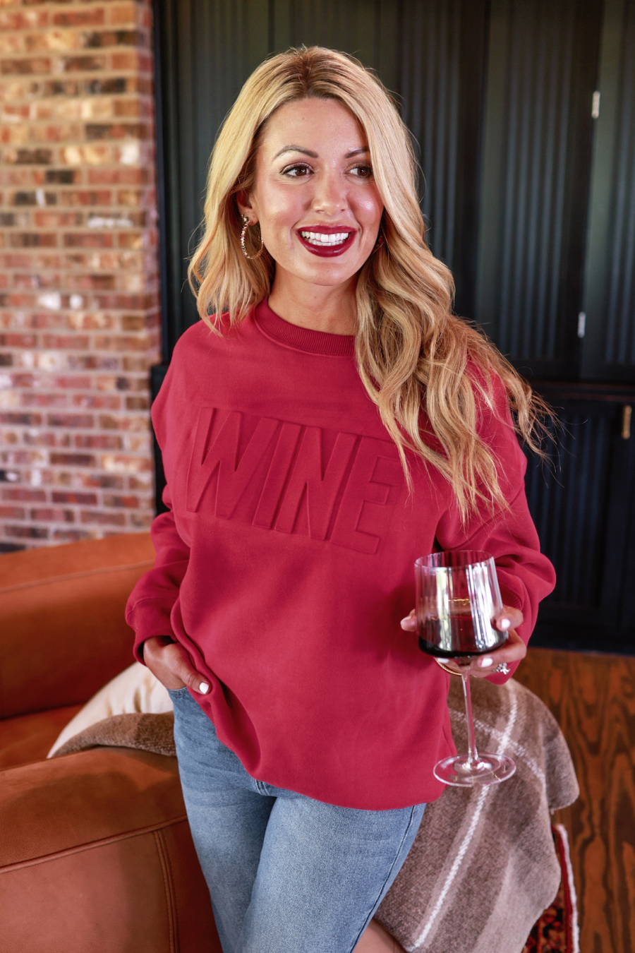 PREORDER-Wine Embossed Sweatshirt