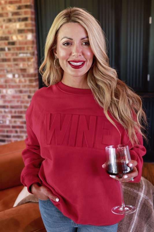 PREORDER-Wine Embossed Sweatshirt