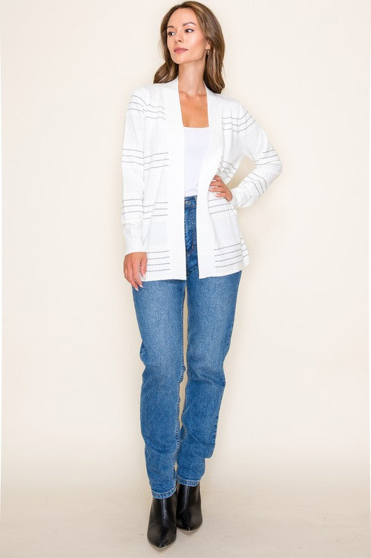 Stitch Stripe Open Cardigan