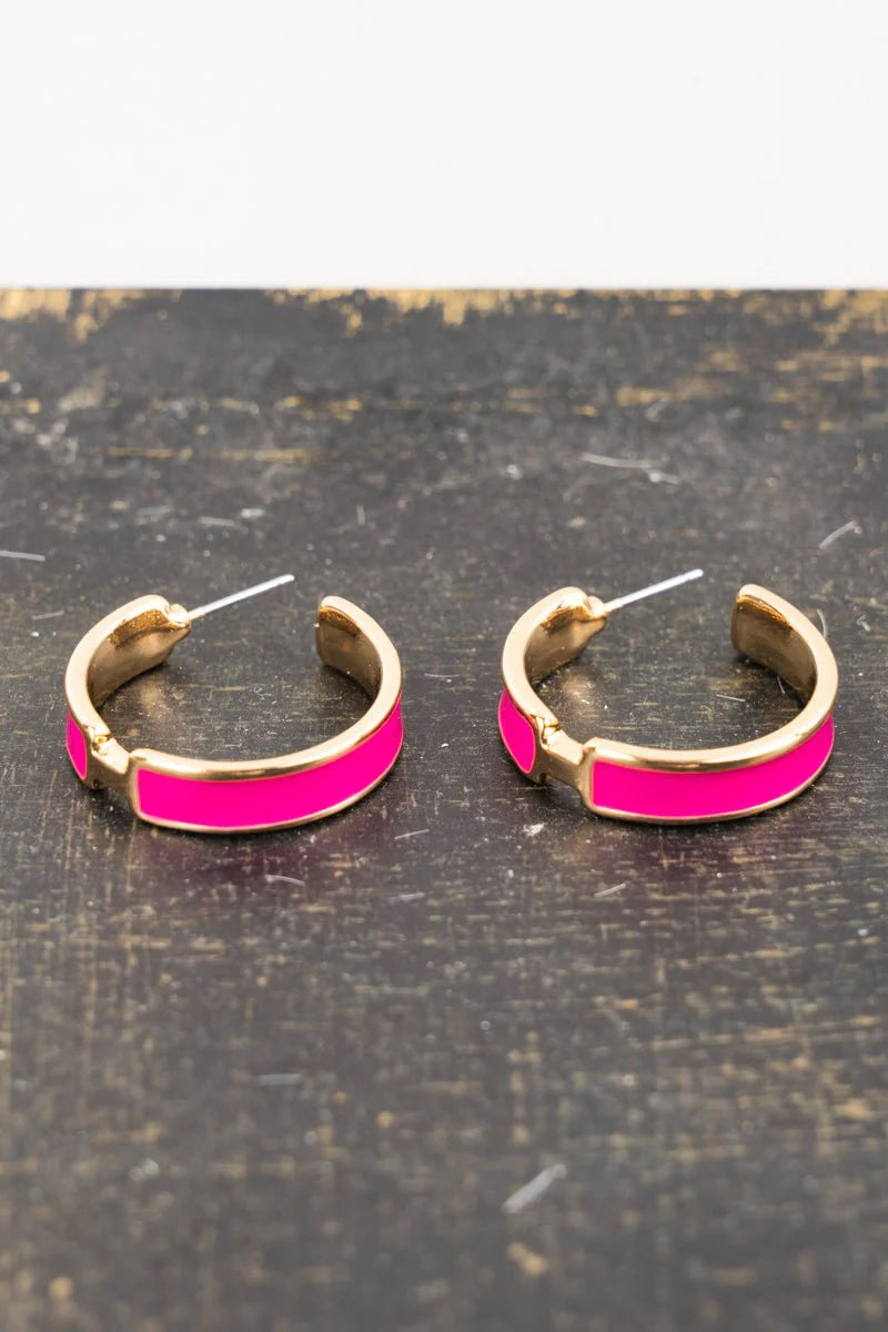 Leanna Pink Hoop Earrings