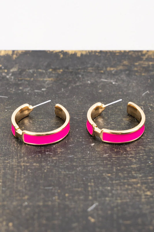 Leanna Pink Hoop Earrings