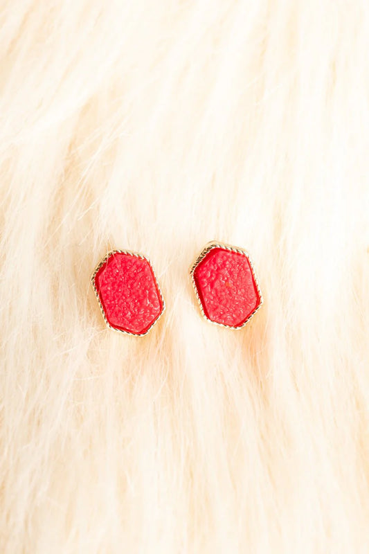 Lucie Neon Pink Druzy Stud Earrings