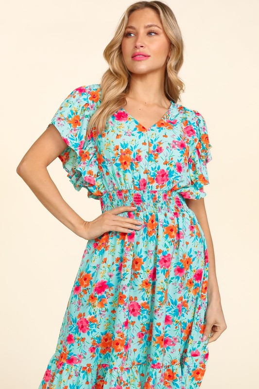 VNeck Ruffle Sleeve Dress