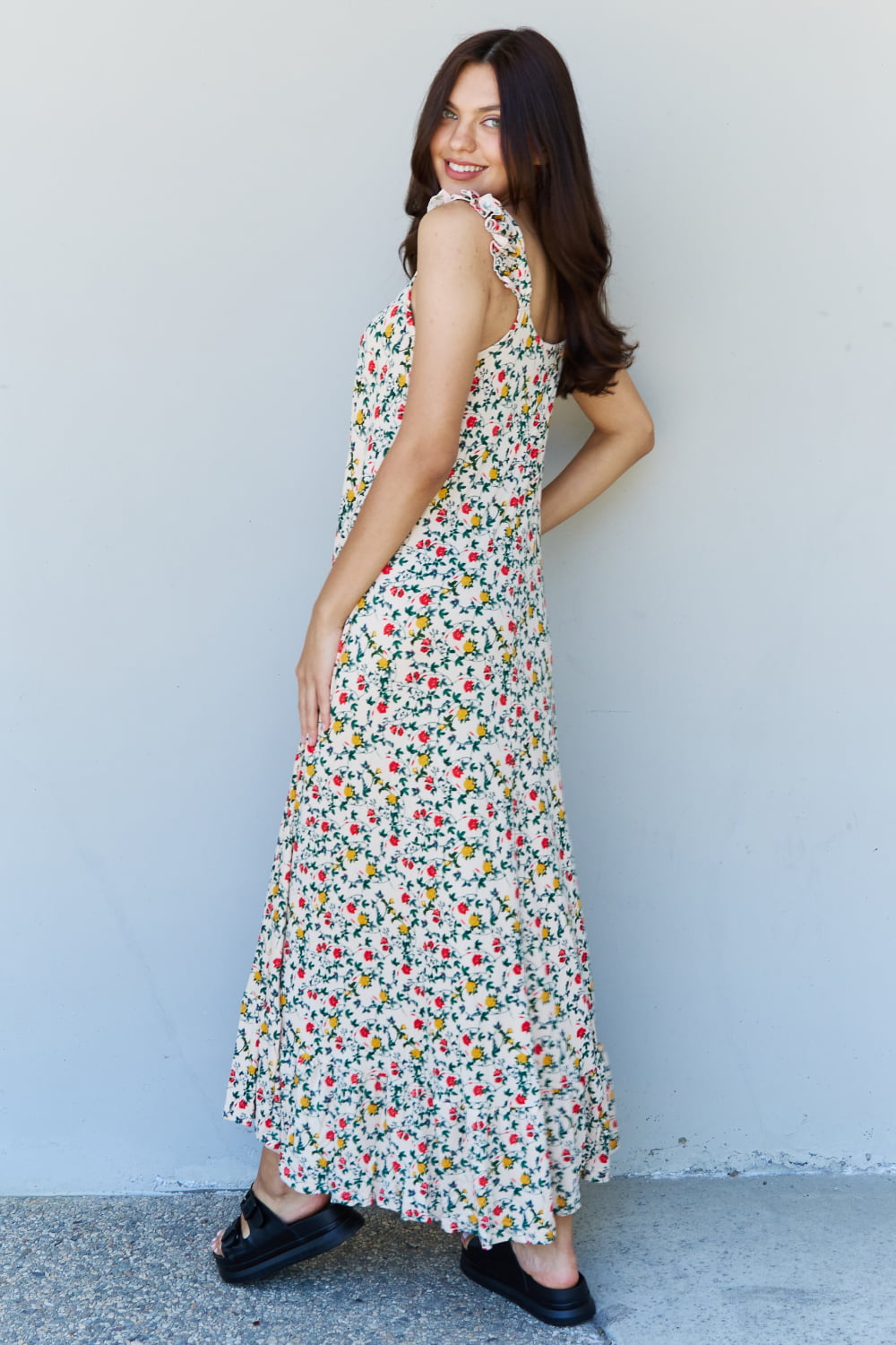 In The Garden Ruffle Floral Maxi Dress