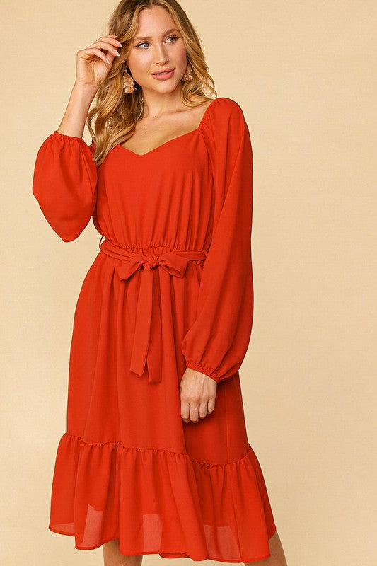 Crepe Tie Waist Dress