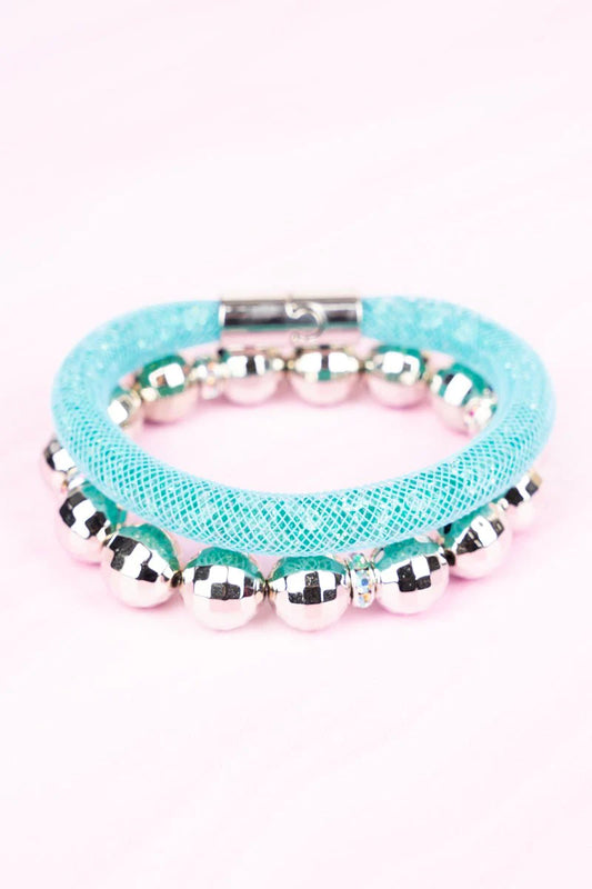 Disco Fever Rhinestone Turquoise Bracelet Set