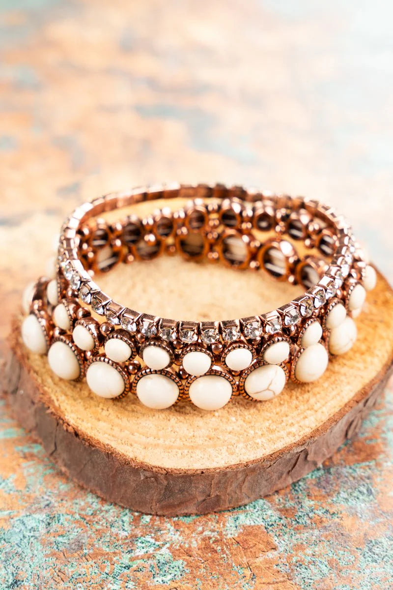 Everlee White Coppertone Bracelet Set