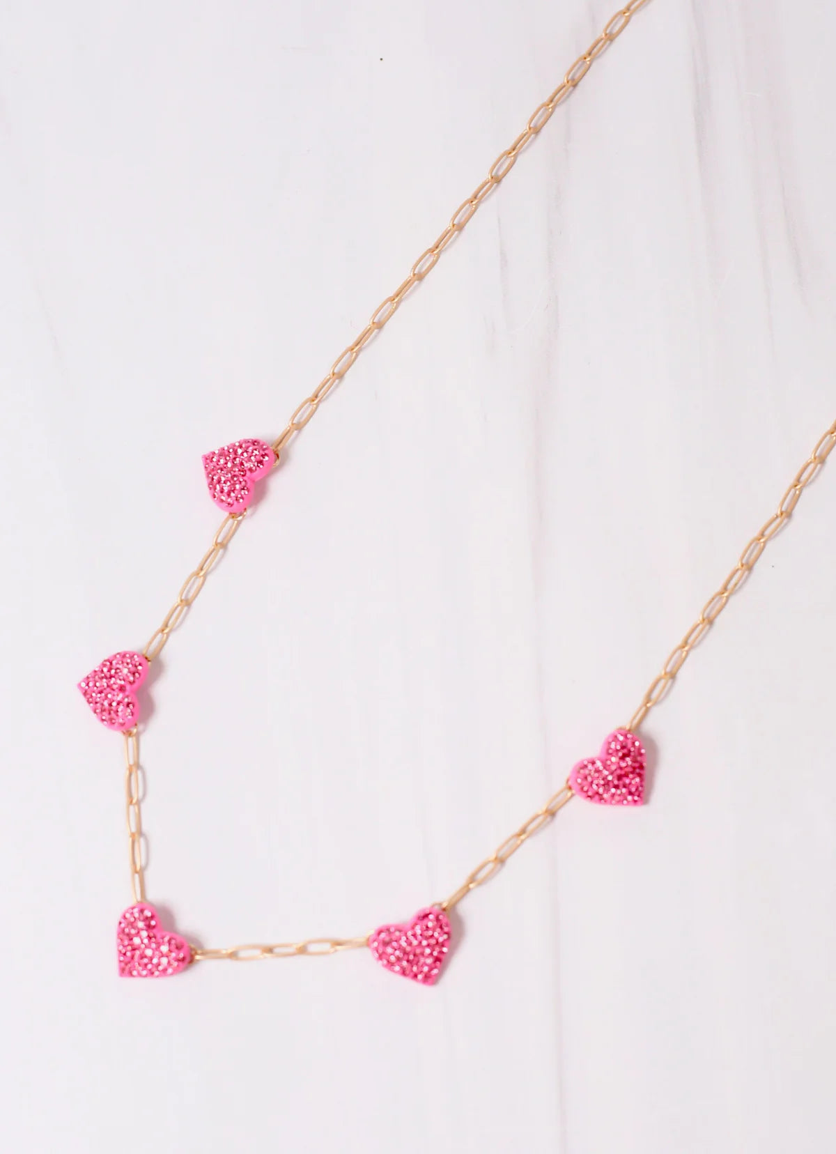 Peyton Hot Pink CZ Heart Necklace