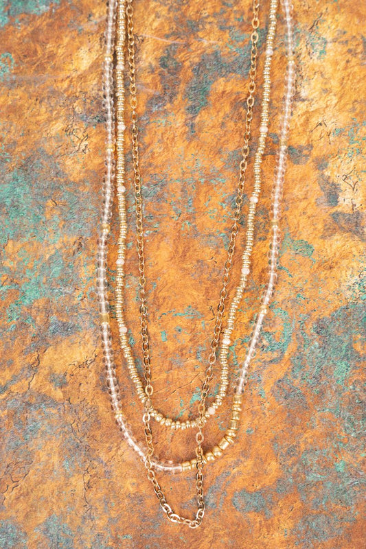 Clear Abilene Layered Goldtone Necklace