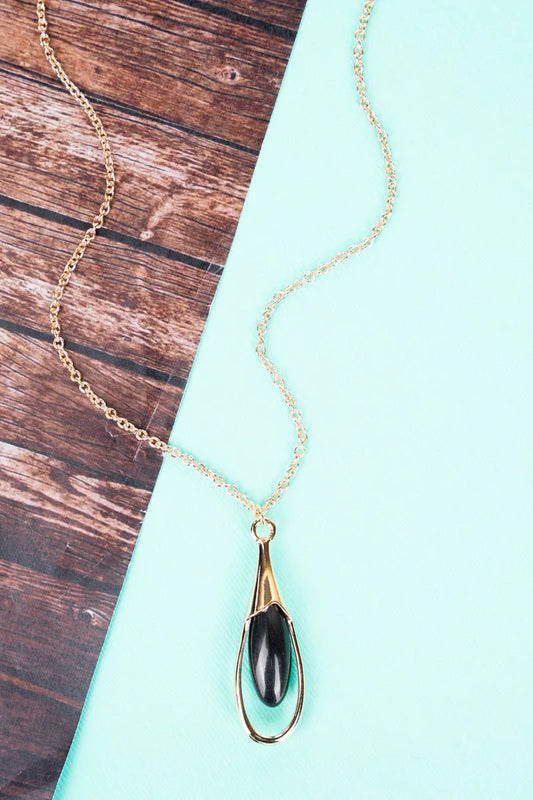 Black Find Your Joy Pendant Goldtone Necklace