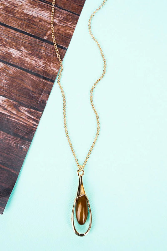 Brown Find Your Joy Pendant Goldtone Necklace