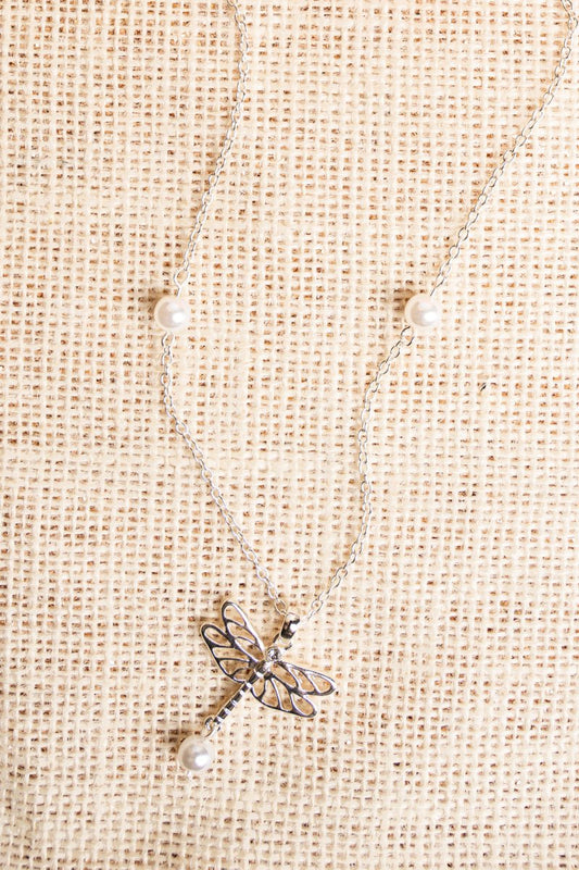 Pearl Dragonfly Necklace