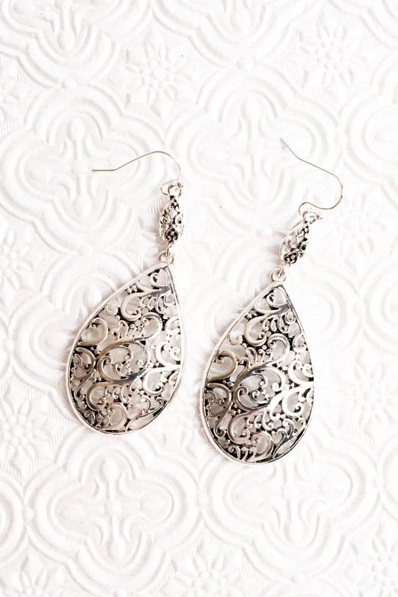 Scroll Middleport Teardrop Earrings