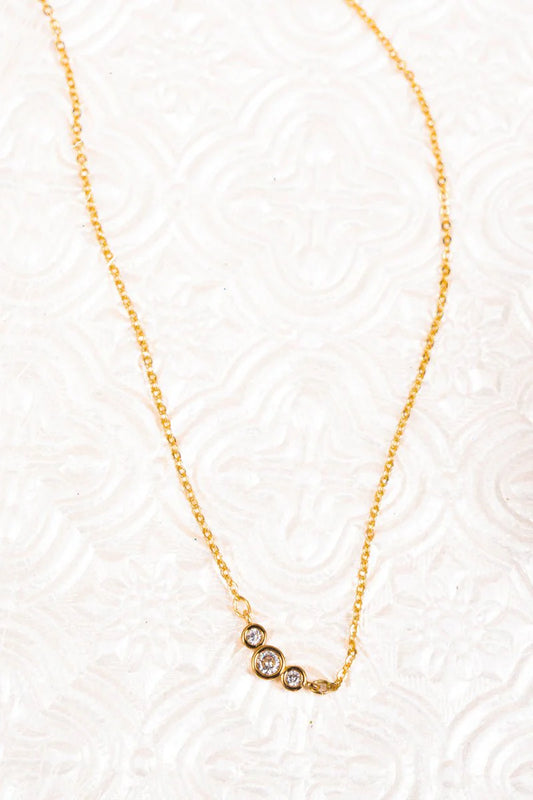 Cubic Zirconia Riley Necklace - Goldtone