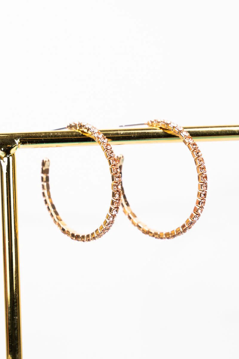 Carmen Pink Crystal Goldtone Hoop Earrings