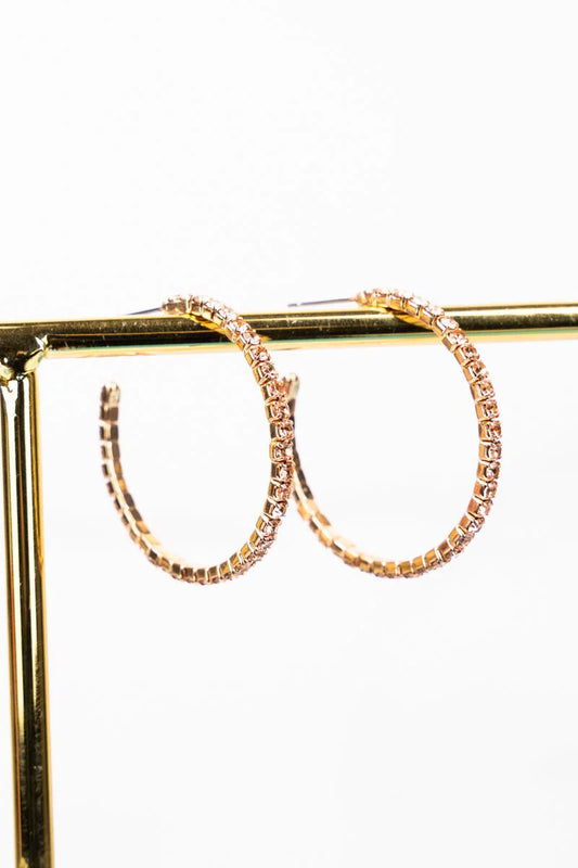 Carmen Pink Crystal Goldtone Hoop Earrings