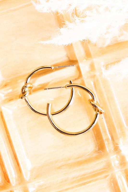 Lovers Knot Hoop Earrings - Goldtone