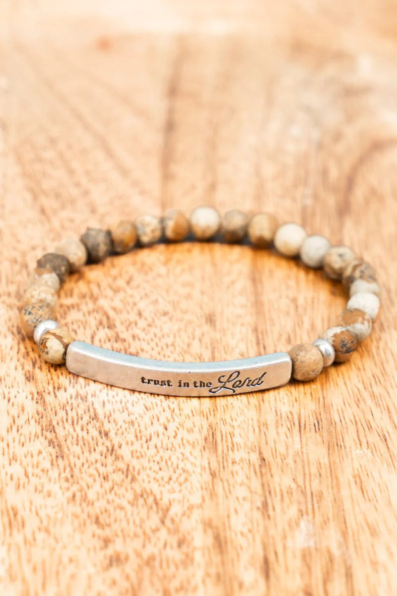 "Trust In the Lord" Bar Semi-Precious Stone Bracelet