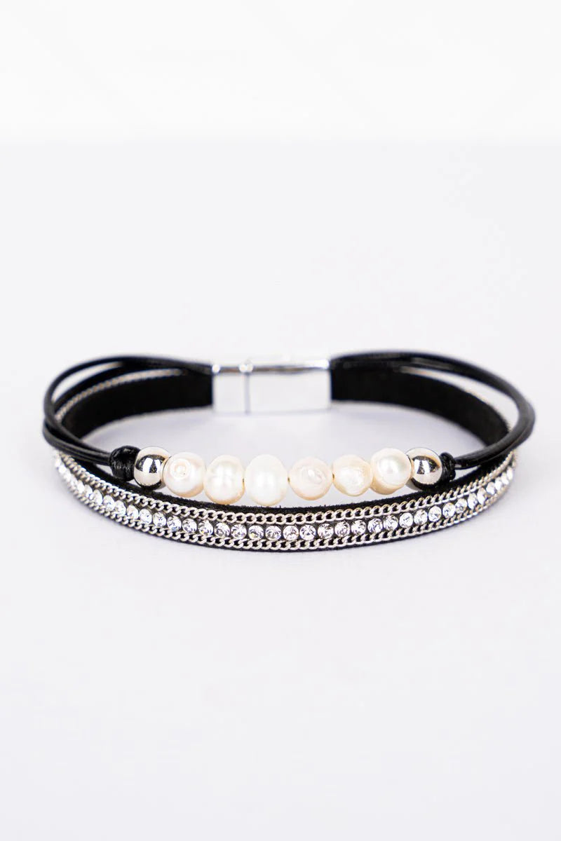 Freshwater Pearl Black Multi-strand Bracelet