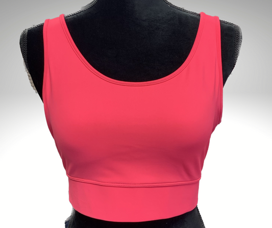 Plus Athletic Racerback Padded Sports Bra - Neon Coral