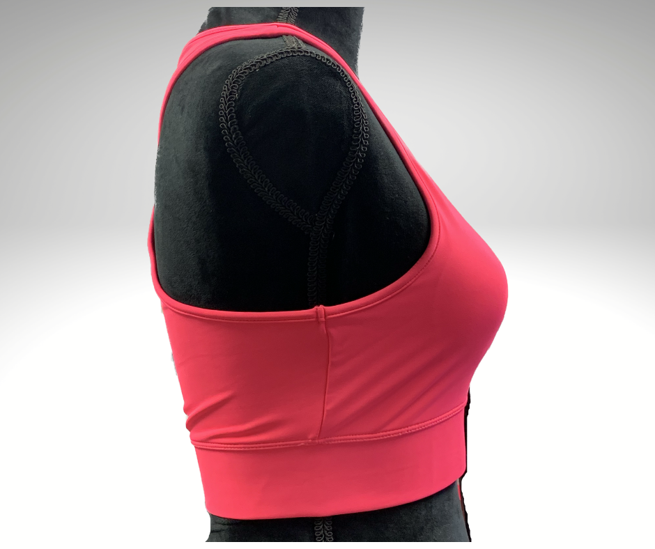 Plus Athletic Racerback Padded Sports Bra - Neon Coral