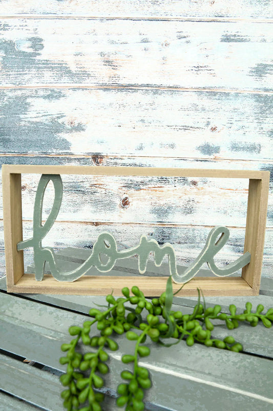 "Home" Wood Framed Cut-out Tabletop Word