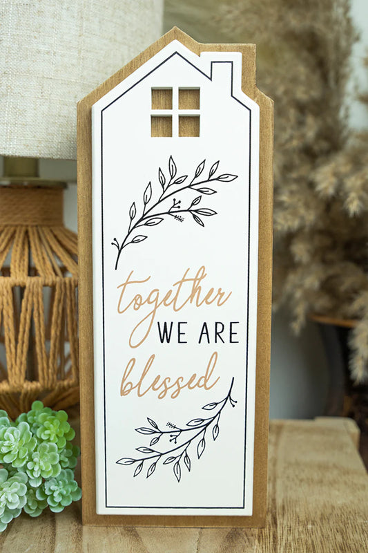 "Together We Are Blessed" Wood Tabletop Block