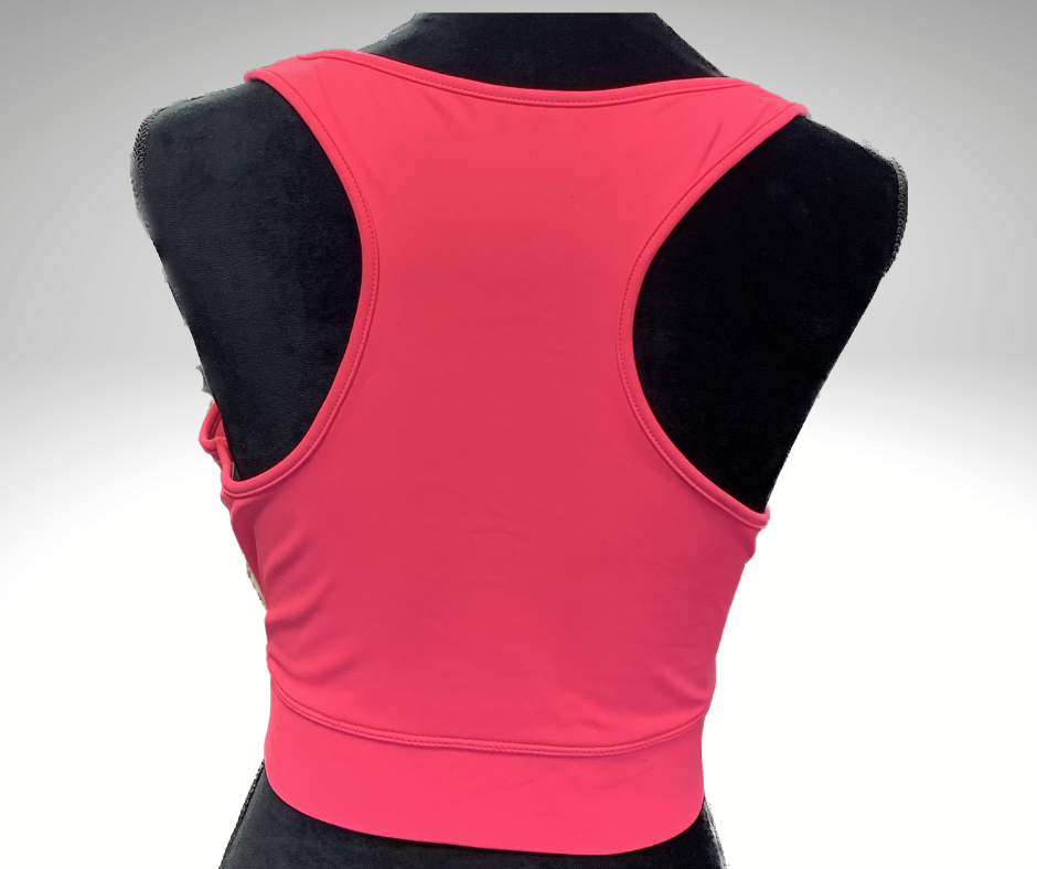 Plus Athletic Racerback Padded Sports Bra - Neon Coral