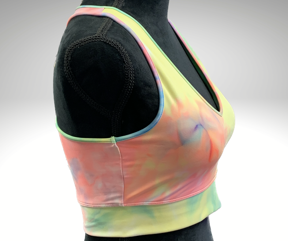 Athletic Tie Dye Racerback Sports Bra/Cropped Tank Top - Neon