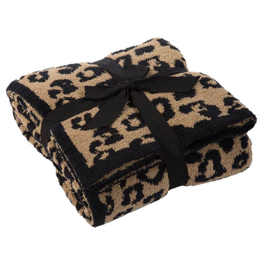 Leopard Pattern Ultra-Soft 50x60 Inch Throw Blanket - Black