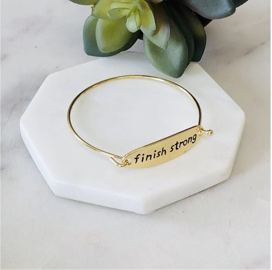 Gold Finish Strong Bangle Bracelet