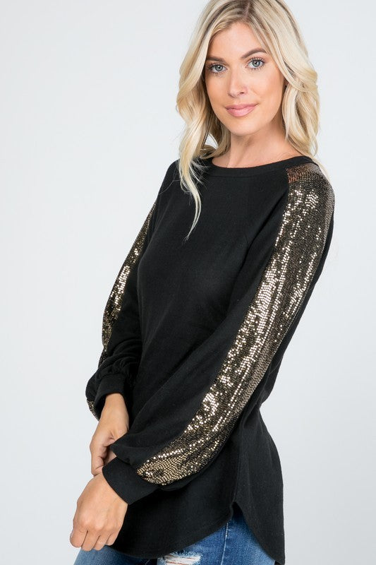 Plus Sequin Sleeve Top