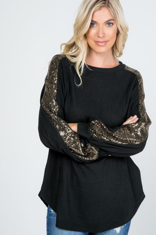 Plus Sequin Sleeve Top